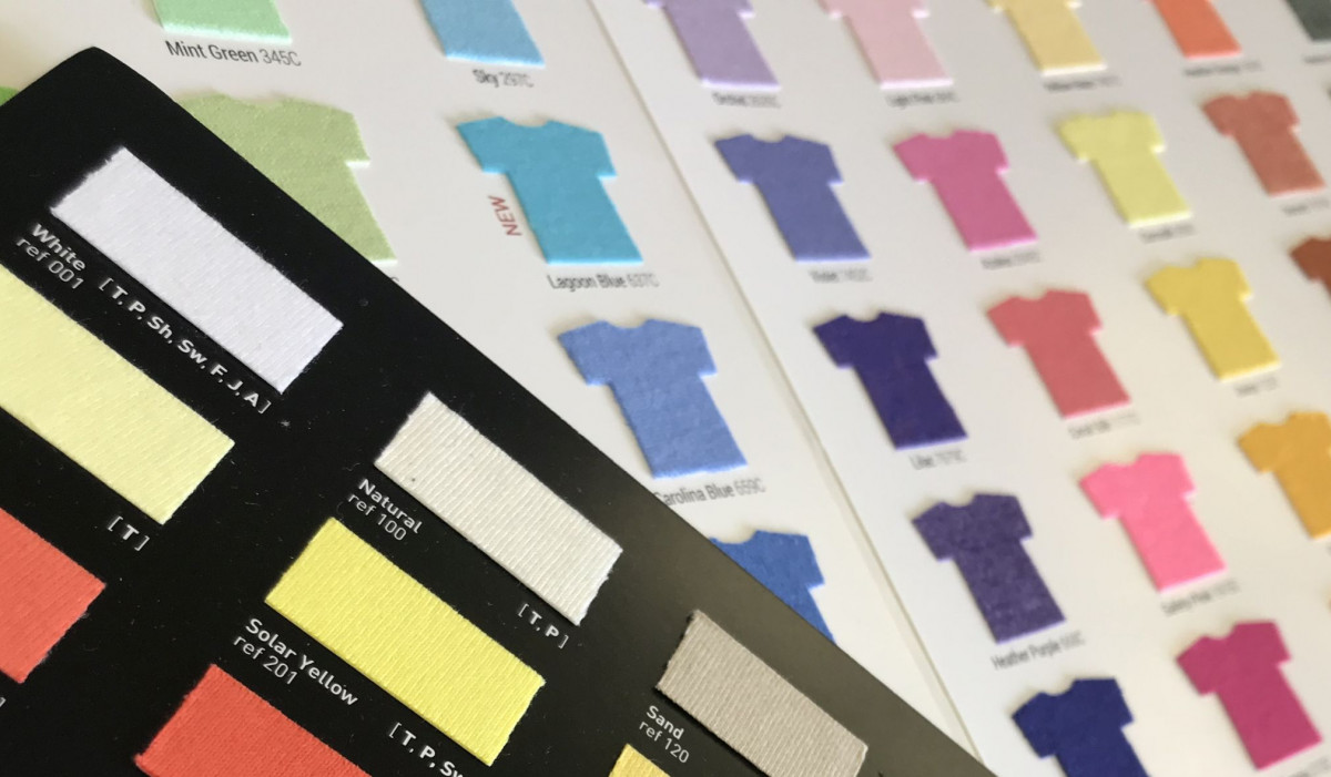 t shirt swatch and colour cards