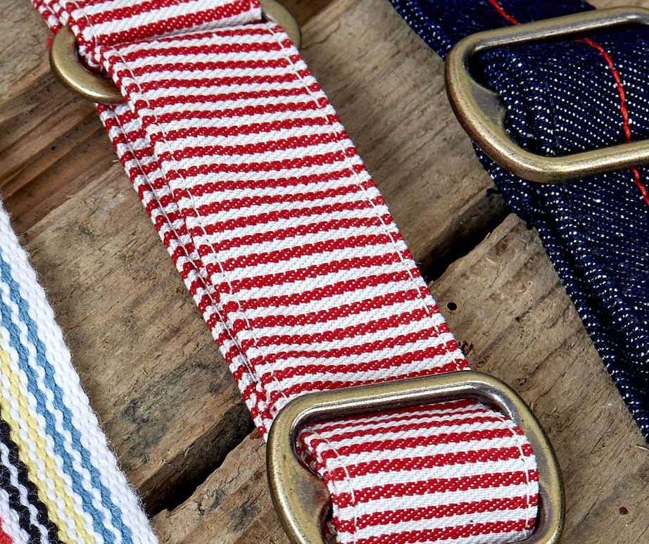 Professional apron designers and uk manufacturer - striped strap Professional apron designers and uk manufacturer - striped strap