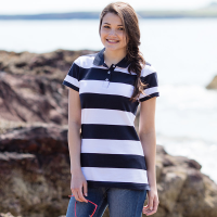 Womens striped piqué polo shirt Womens striped piqué polo shirt