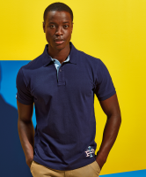 Cotton polo with Oxford fabric insert