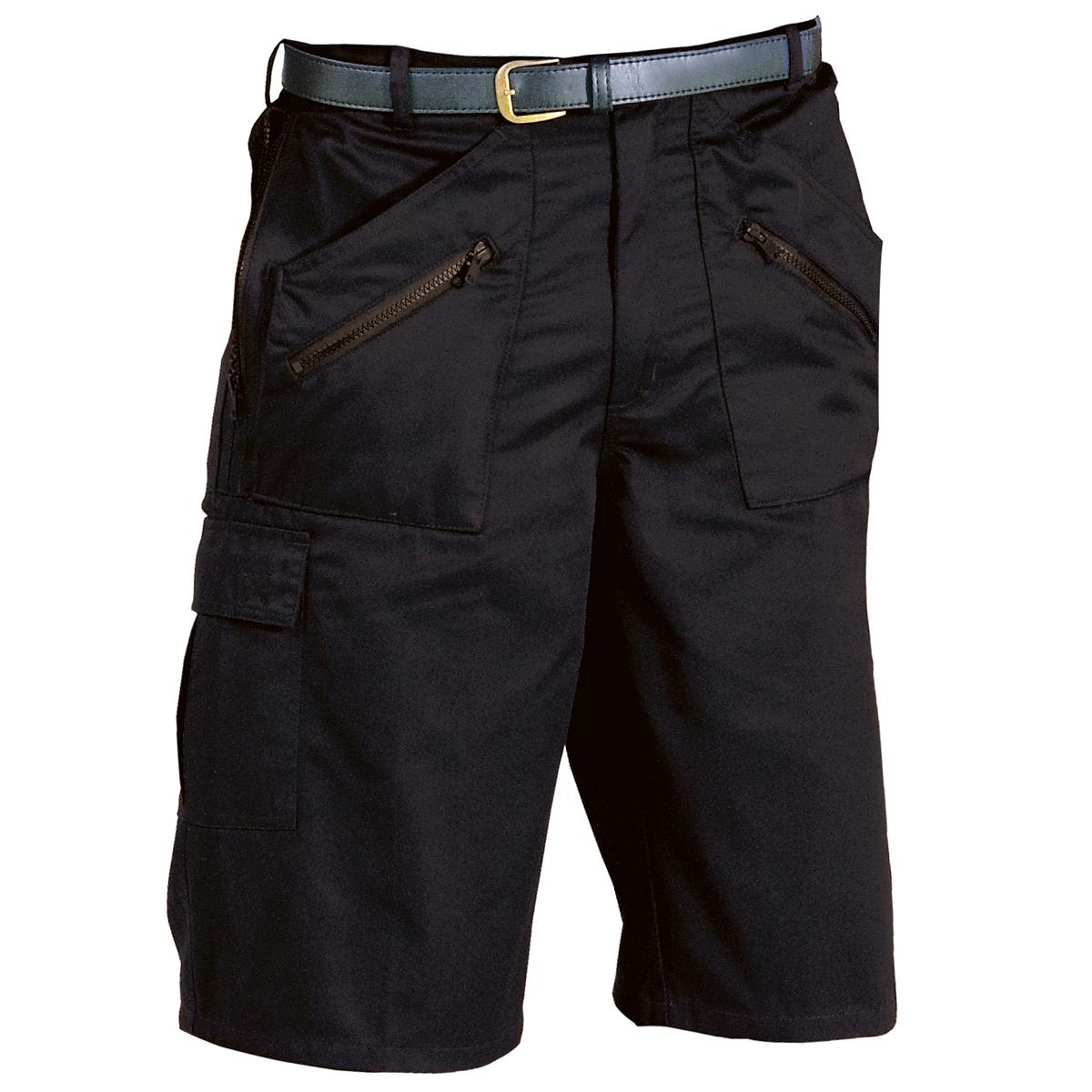 Men's action shorts with zipped pockets for security.