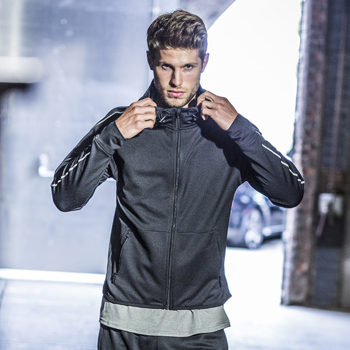 Performance polyester french terry hoodie for sport