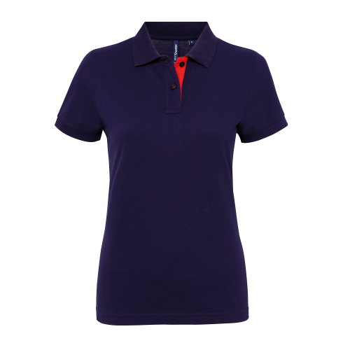 Womens Contrast Polo Shirt